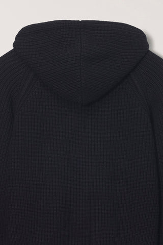 UNISEX HOODED KNIT CARDIGAN BLACK