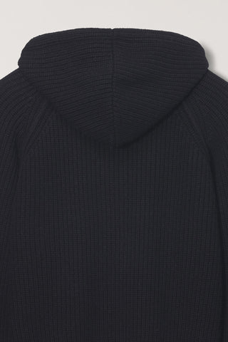UNISEX HOODED KNIT CARDIGAN BLACK