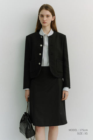 UNISEX CLASSIC BOUCLE TWEED JACKET BLACK