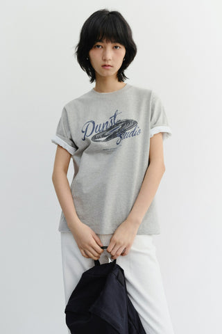 UNISEX VINYL T-SHIRT MELANGE GREY
