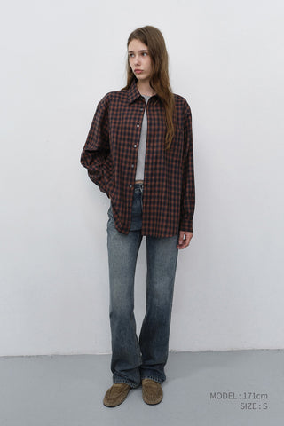 UNISEX CHECKED FLANNEL SHIRT BRICK