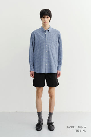 UNISEX SEERSUCKER BD SHIRT BLUE CHECK