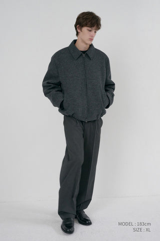 UNISEX COLLARED WOOL BLOUSON CHARCOAL GREY