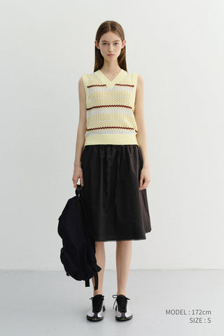 UNISEX CHUNKY STRIPED KNIT VEST BUTTER