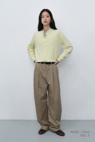 UNISEX CREWNECK KNIT CARDIGAN LEMON BUTTER