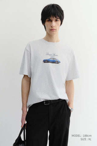 UNISEX SUMMER HOLIDAY CAR T-SHIRT LIGHT MELANGE GREY