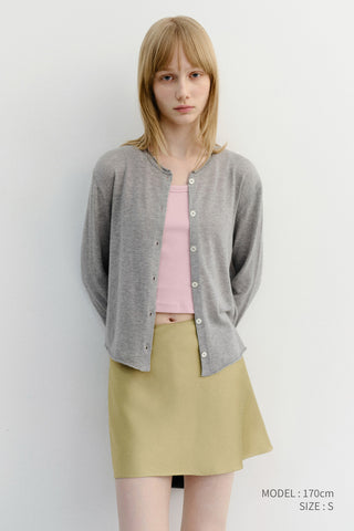 SUMMER ESSENTIAL CREWNECK CARDIGAN MELANGE GREY