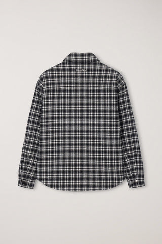 UNISEX QUILTED FLANNEL SHIRT BLACK CHECK