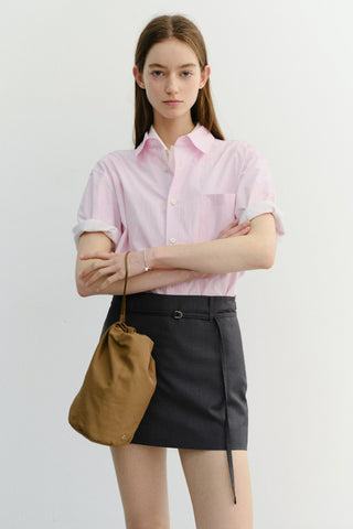 BELTED MINI SKIRT CHARCOAL GREY