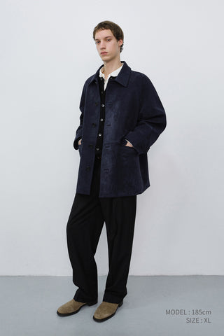UNISEX CREWNECK KNIT CARDIGAN BLACK
