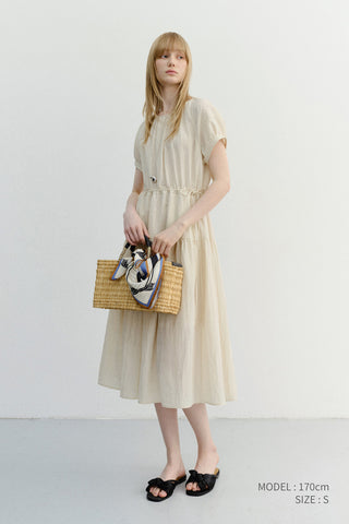 HALF SLEEVE DRESS LIGHT BEIGE