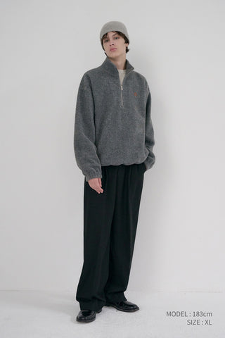 UNISEX HALF ZIP-UP FLEECE SWEATSHIRT MELANGE GREY