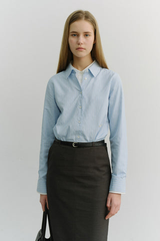 2-WAY ESSENTIAL STRIPED SHIRT SOFT BLUE STRIPE