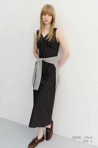 SLEEVELESS PATTERNED DRESS BLACK