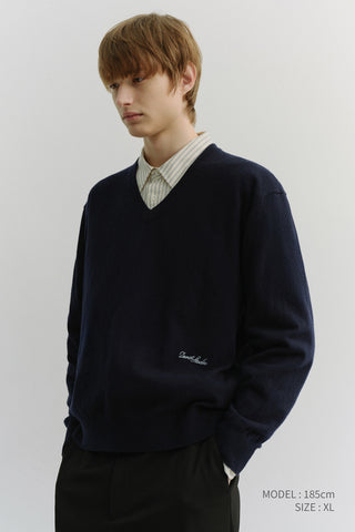 UNISEX SOFT V-NECK SWEATER FRENCH NAVY