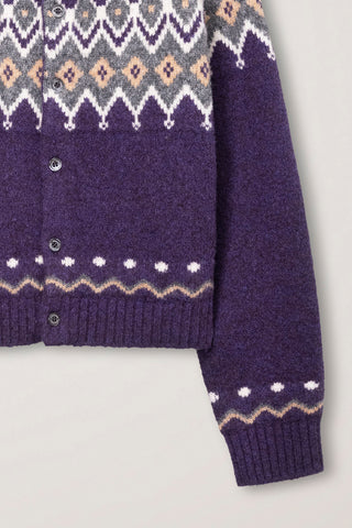 UNISEX CHUNKY PATTERN CARDIGAN PURPLE