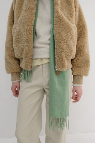 FRINGED CASHMERE MUFFLER SOFT GREEN
