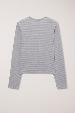 UNISEX HENLEY-NECK T-SHIRT GREY STRIPE