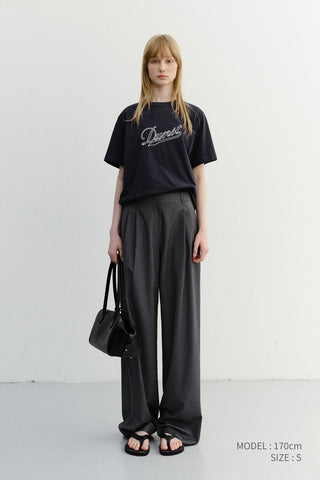 SUMMER DOUBLE PLEATED CHINO SLACKS CHARCOAL GREY