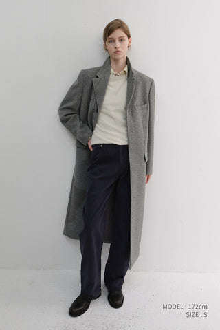 UNISEX 2-WAY 3 BUTTON CASHMERE COAT MELANGE GREY