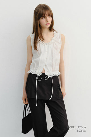 FRILL SLEEVELESS BLOUSE WHITE