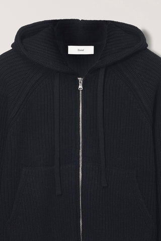 UNISEX HOODED KNIT CARDIGAN BLACK