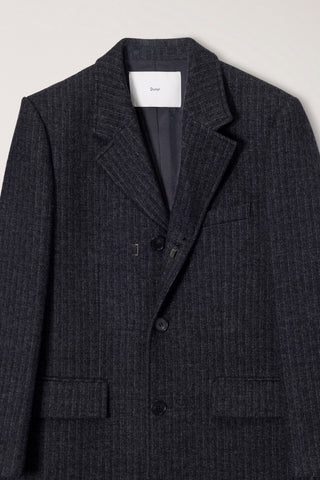 UNISEX 2-WAY 3 BUTTON COAT GREY STRIPE