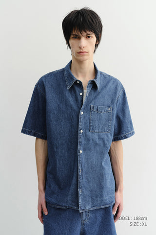 UNISEX LINEN DENIM SHIRT CLASSIC BLUE