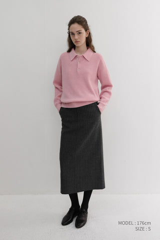H-LINE LONG SKIRT GREY STRIPE