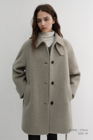 BELTED HALF COAT GREYISH BEIGE