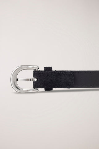 D-BUCKLE SUEDE BELT BLACK