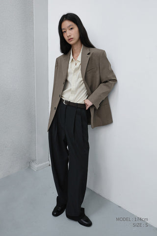 UNISEX CLASSIC 3 BUTTON WOOL BLAZER KHAKI BEIGE