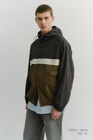 UNISEX BLOCKED WINDBREAKER CHARCOAL GREY