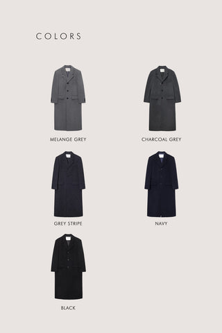 UNISEX 2-WAY 3 BUTTON CASHMERE COAT MELANGE GREY