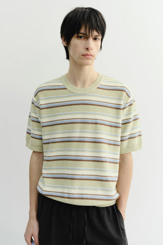 UNISEX STRIPED CREWNECK KNIT MINT CREAM