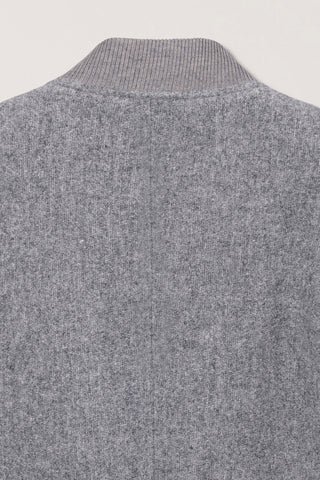 UNISEX BOUCLE WOOL VARSITY JACKET MELANGE GREY