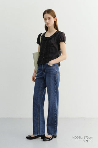 FRILL COLLARED BLOUSE BLACK