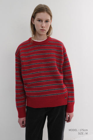 UNISEX STRIPED CHUNKY SWEATER RED