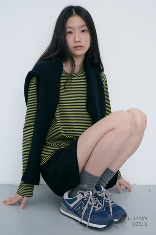 UNISEX MUTED STRIPED T-SHIRT OLIVE KHAKI