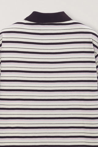 UNISEX STRIPED POLO SHIRT BROWN