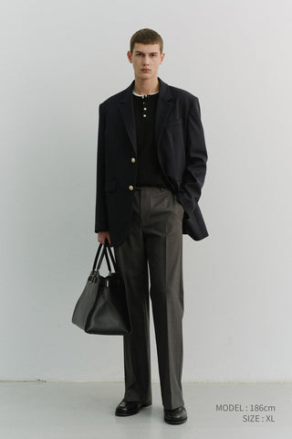 UNISEX 2 BUTTON WOOL BLAZER NAVY