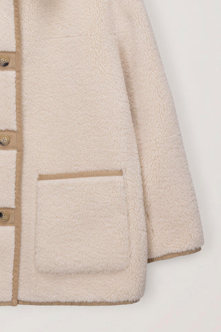 UNISEX REVERSIBLE SOFT SHEARLING HALF JACKET SOFT BEIGE