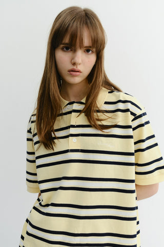 UNISEX STRIPED POLO SHIRT LEMON