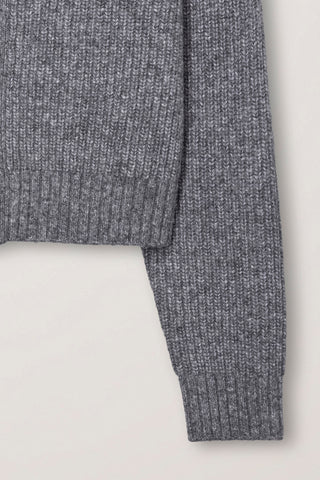 UNISEX HIGH NECK BUTTON CARDIGAN MELANGE GREY