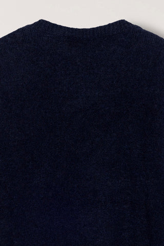 [SULLYOON PICK] UNISEX HAIRY ALPACA ARGYLE SWEATER NAVY