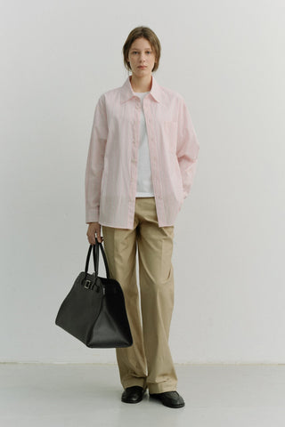 UNISEX OVERSIZED STRIPED SHIRT SOFT PINK STRIPE